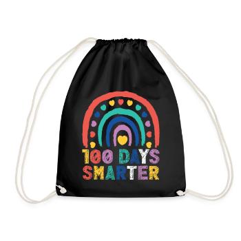 100 Days Smarter 100th Day Schulveranstaltung - Turnbeutel - Schwarz - Vorne