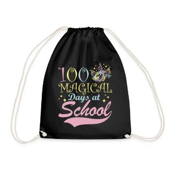 100 Magische Tage In Der Schule Fantasy Fairytale - Turnbeutel - Schwarz - Vorne