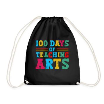 100 days of art lessons in the classroom - Drawstring Bag - black - Front