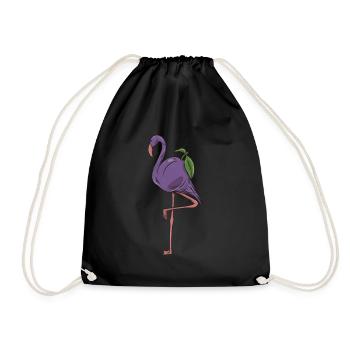 Tiernahrung Pflaumenfruit "plumingo" Flamingo - Turnbeutel - Schwarz - Vorne