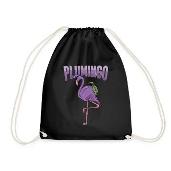 Tiernahrung Pflaumenfruit "plumingo" Flamingo - Turnbeutel - Schwarz - Vorne