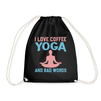 Yoga Saying - J’aime le café Yoga et les gros mots - Sac de sport léger - noir - Devant