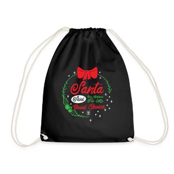 Santa Christmas Wish Holiday Present Pick Up Lines - Drawstring Bag - black - Front