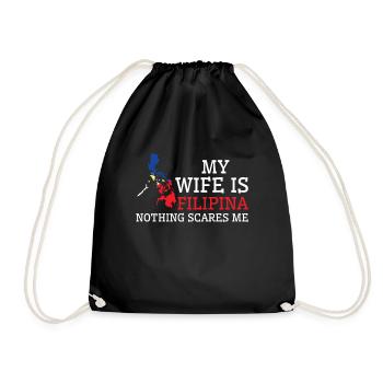 Nothing Scares Me Filipina Wife Philippines - Drawstring Bag - black - Front