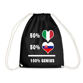 Slowakei und Italien Flaggen 100% genial - Turnbeutel - Schwarz - Vorne