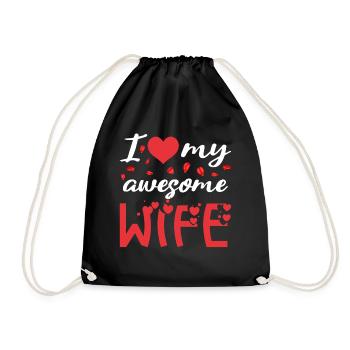 Valentine's Day girlfriend, boyfriend, man, wife partner - Drawstring Bag - black - Front