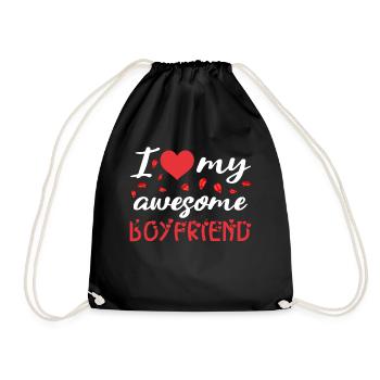 Valentine's Day girlfriend, boyfriend, man, wife partner - Drawstring Bag - black - Front