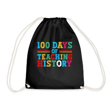 100 days of history teaching school subject teachers - Drawstring Bag - black - Front
