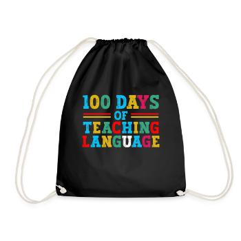 100 Tage Des Sprachunterrichts Schulfachlehrer - Turnbeutel - Schwarz - Vorne