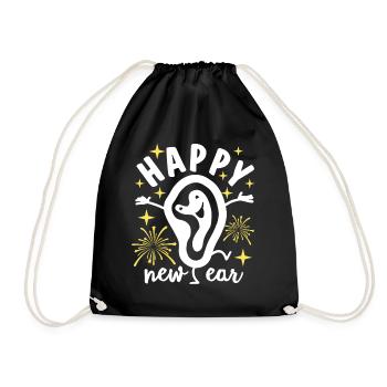 Bonne année - Oreille - Nouvel An - Réveillon du Nouvel An - Fête - Sac de sport léger - noir - Devant