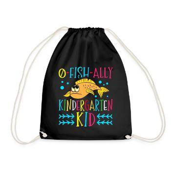 O-fish-ally kindergarten child 100 days in - Drawstring Bag - black - Front