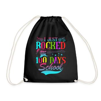 I Just Rocked 100 Days School Guitarist Guitar - Drawstring Bag - black - Front