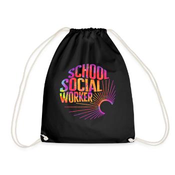 Social Worker Shirt, School Social Worker Tie Dye - Drawstring Bag - black - Front