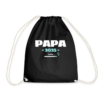 Papa Loading 2025 Werdender Papa Daddy Vater - Turnbeutel - Schwarz - Vorne