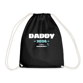 Daddy Loading 2024 Expectant Papa Father Birth - Drawstring Bag - black - Front