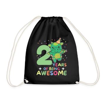 Drache zum 2. Geburtstag Kinder zwei Jahre alt - Turnbeutel - Schwarz - Vorne