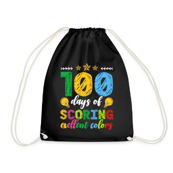 100 Tage Lang Excellent Colors Outstanding School - Turnbeutel - Schwarz - Vorne