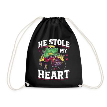 Il a volé mon camion de dinosaure de cœur - Sac de sport léger - noir - Devant