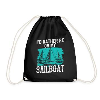 I would rather be sailing on my sailboat - Drawstring Bag - black - Front