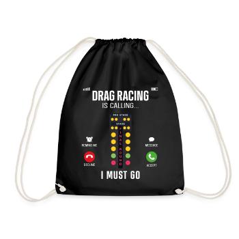Drag Racing Race Car Phone Display - Drawstring Bag - black - Front