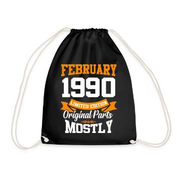 Februar 1990 Vintage Geburtstag Geschenk - Turnbeutel - Schwarz - Vorne