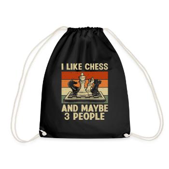 Schach Liebe Schachspieler Geschenk - Turnbeutel - Schwarz - Vorne