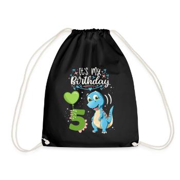 5ème anniversaire dinosaure, enfant dinosaure, 5 ans - Sac de sport léger - noir - Devant