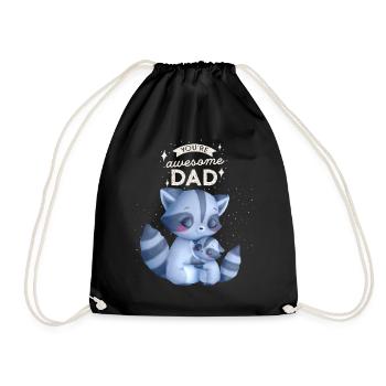 Father's Day, Daddy-Daddy, Daddy-Funny Raccoons - Drawstring Bag - black - Front