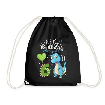 Dinosaure de 6e anniversaire, enfant dinosaure, 6 ans - Sac de sport léger - noir - Devant