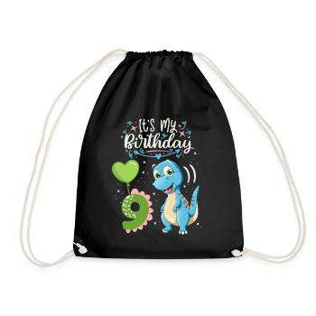 Dinosaure de 9e anniversaire, enfant dinosaure, 9 ans - Sac de sport léger - noir - Devant