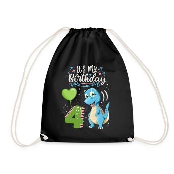 Dinosaure de 4e anniversaire, enfant dinosaure, 4 ans - Sac de sport léger - noir - Devant