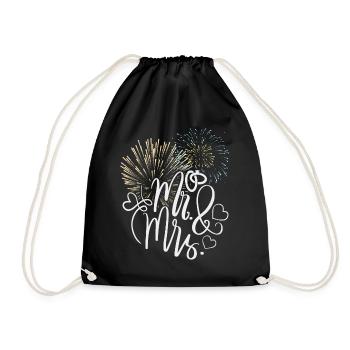 M.-et-Mme, Conception de feux d’artifice, Typographie Mariage - Sac de sport léger - noir - Devant