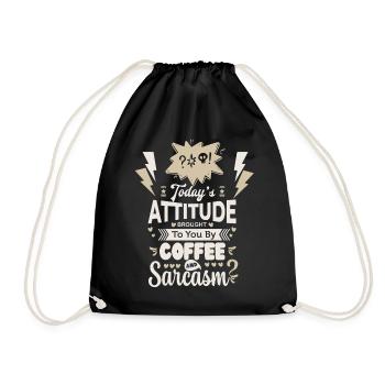 Coffee and sarcasm funny saying typography - Drawstring Bag - black - Front