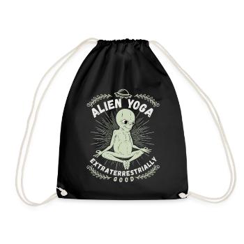 Alien-Yoga, Yoga, außerirdisch, grünes Mannchen - Turnbeutel - Schwarz - Vorne