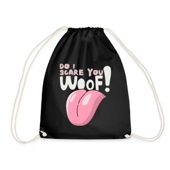 Woof! Funny saying for dog owners Halloween - Drawstring Bag - black - Front