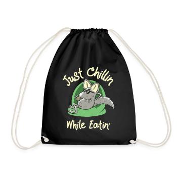 Chinchilla Wildlife Haustier Nagetier Essen - Turnbeutel - Schwarz - Vorne