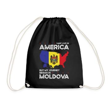 Born Moldovan Moldova American USA Citizenship - Drawstring Bag - black - Front