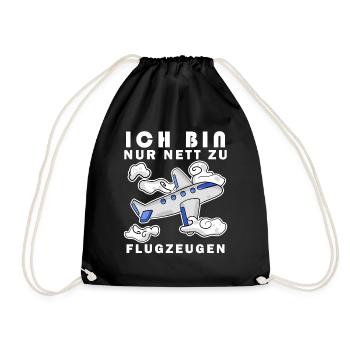 Flugzeug Spruch Geschenk - Turnbeutel - Schwarz - Vorne