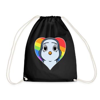Gay Regenbogen Herz Tier Pinguin - Turnbeutel - Schwarz - Vorne