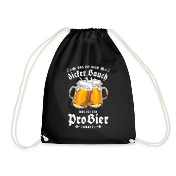 Mit Bauch, pro Bier - Witziger Bier Spruch - Turnbeutel - Schwarz - Vorne