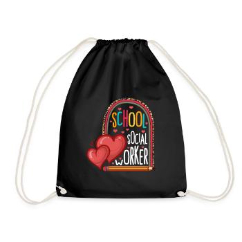 Social Worker Shirt, School Social Worker Leopard - Drawstring Bag - black - Front