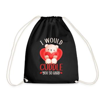 I would cuddle you so hard - Cuddly bear heart sweet - Drawstring Bag - black - Front