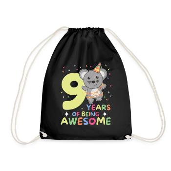 Mouse for 9th birthday children nine years old - Drawstring Bag - black - Front