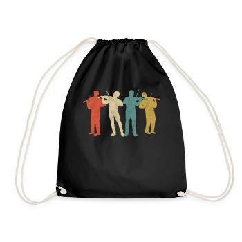 Violin Violinist Retro Vintage - Drawstring Bag - black - Front