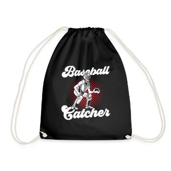 Baseball Fänger Baseball Catcher Hobby Spieler - Turnbeutel - Schwarz - Vorne