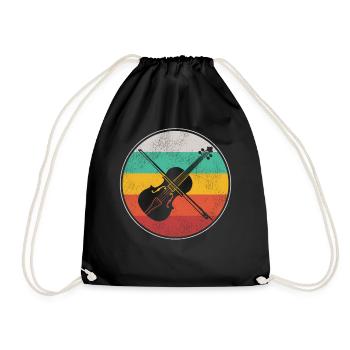 Violin Violinist Retro Vintage - Drawstring Bag - black - Front