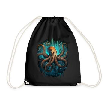 Octopus Octopus Cuttlefish Animal - Drawstring Bag - black - Front