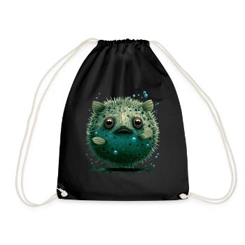 Puffer fish puffer fish Fish Ocean animal - Drawstring Bag - black - Front