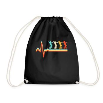Unicycle Retro Heartbeat - Drawstring Bag - black - Front