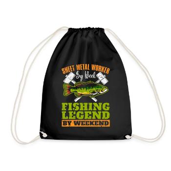 Sheet Metal Worker By Week Fishing Welder Mechanic - Drawstring Bag - black - Front
